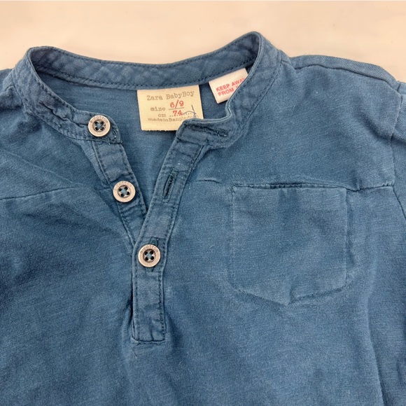 Zara Shirts & Tops Zara Baby Boy Blue Henley Long Sleeve Top 69